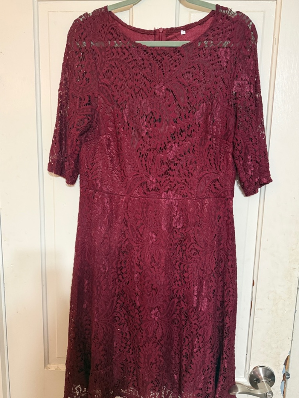 Amazon Burgundy Lace Midi Dress
